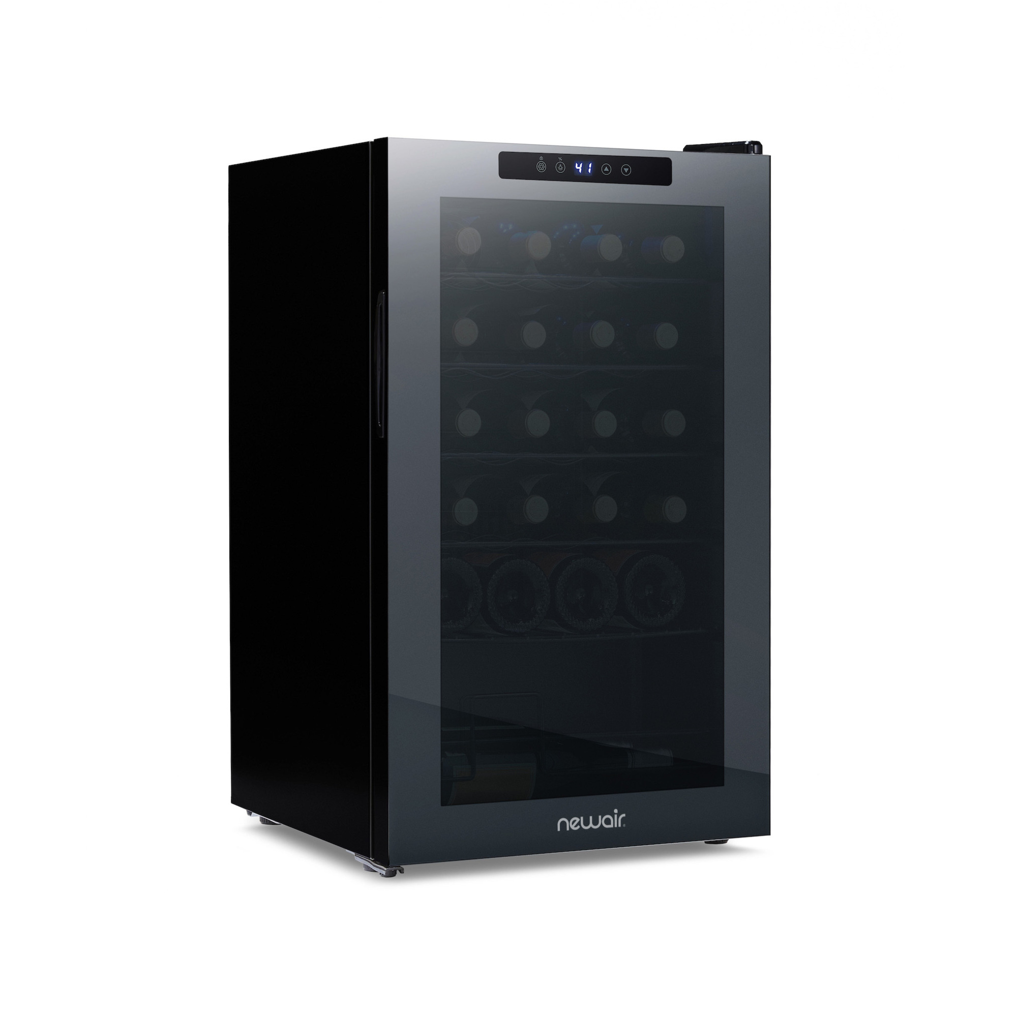 Newair, 24 Bottle Mirrored Wine Fridge Cooler Refrigerator, Bottle Capacity 24 Model# NWC024BK00